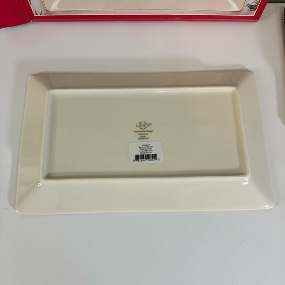 NIB Lenox Holiday Joy To The World Rectangular Sentiment Tray 11" Porcelain - Picture 5 of 14